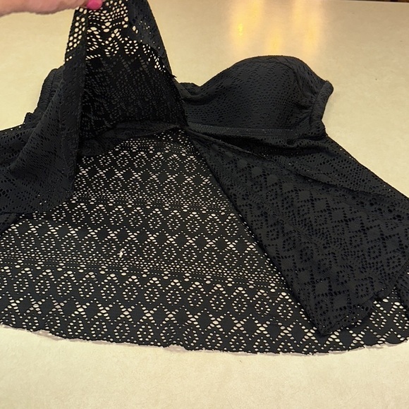 Merona 2-Piece Black Swim Dress Open Midline Laser Cut Top w/Ruched Full Bottom - Picture 9 of 10